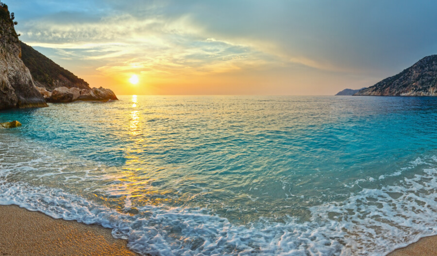 Sunset Myrtos Beach (greece, Kefalonia, Ionian Sea).